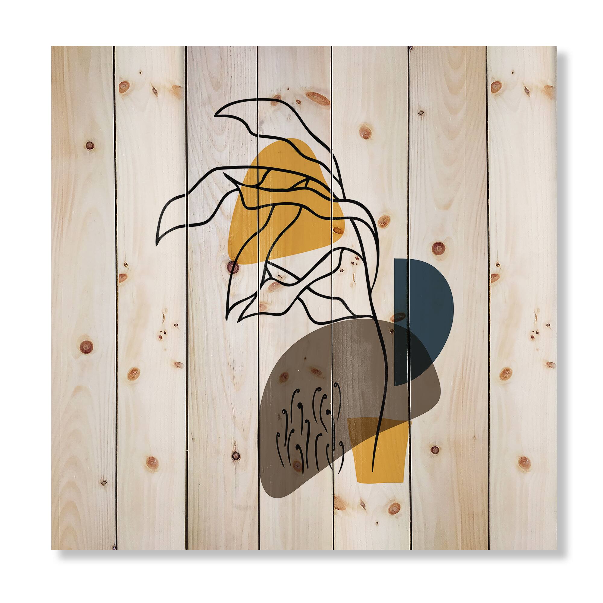 Designart - Abstract Flowers On Minimal Shapes V